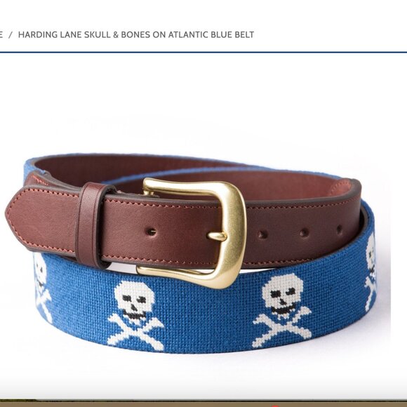 Harding Lane Men's Skull and Crossbones Belt Sz 32 - Picture 1 of 5